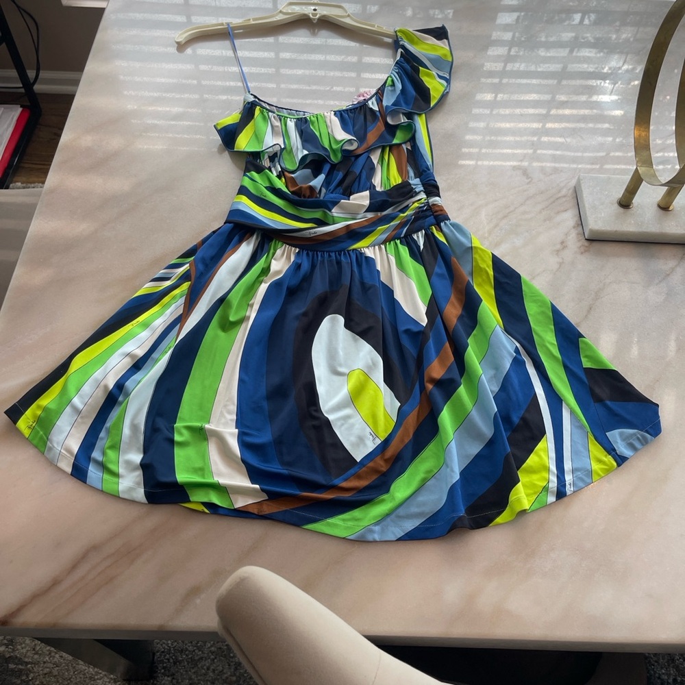 Emilio Pucci Vibrant Striped Dress - Blue, Green, Brown